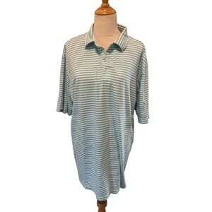 Dunning Golf XXL‎ Polo Shirt Striped Blue White Short Sleeve Menswear
